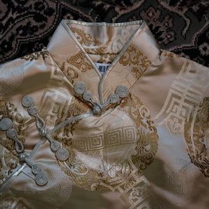 Imperial golden Chinese cocktail dress